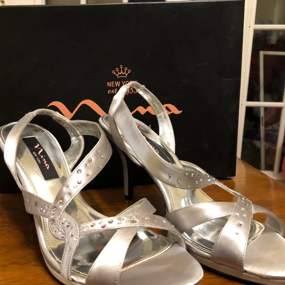 Silver Nina Heels